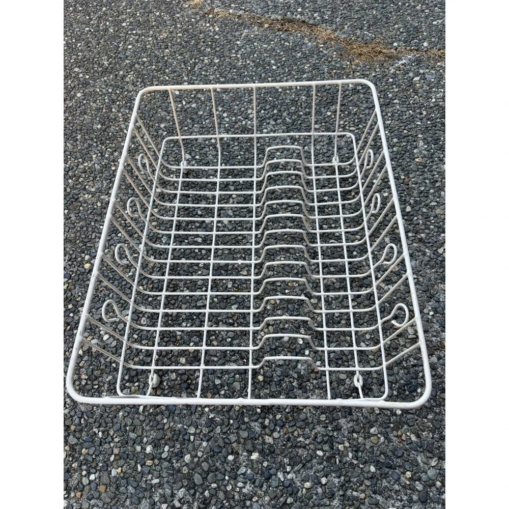 Vtg Rubbermaid Coated Metal Wire Dish Drying Drip Rack Ivory 17.5